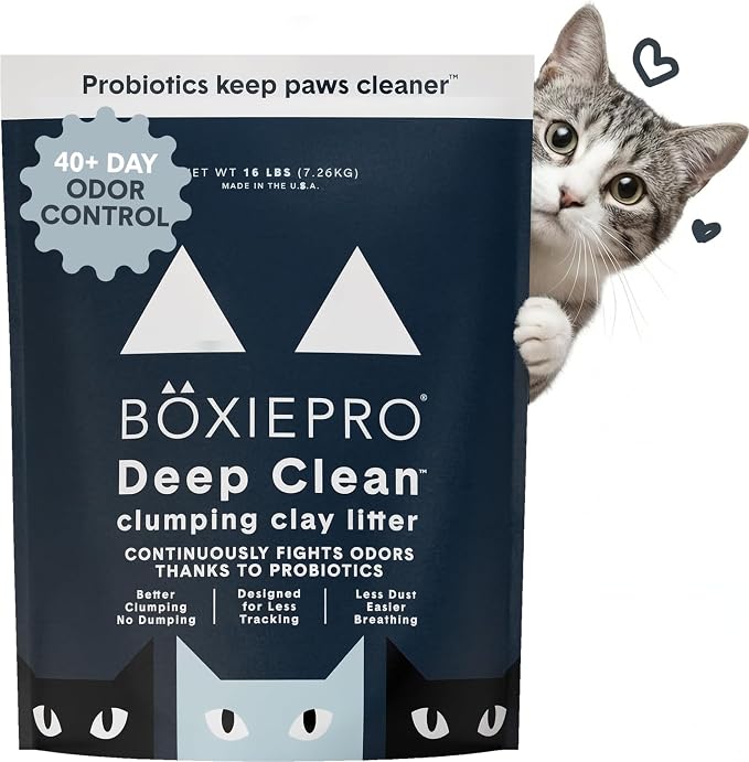 Boxie Probiotic Cat Litter, 40 Day Control, Clumping Clay Kitty Litter, Odor Eliminating Probiotics, Dust-Free, No Fragrances No Fillers, 16 lb