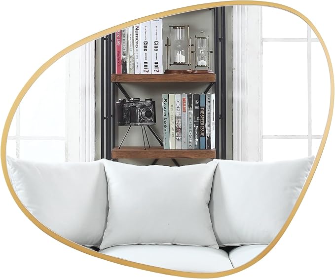 Asymmetrical Mirror, Irregular Wall Mirror, Unique Wall Mirrors Decorative for Bedroom Living Room Entryway Hall, Gold Mirrors for Wall Decor 28" H x 22" W
