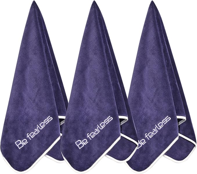 Microfiber Gym Towels Bigger Size Super Soft for Exercise Fitness, Sports, Workout, 380-GSM 15-Inch x 31-Inch Quick-Drying Towels (3 Pack, Navy Blue)