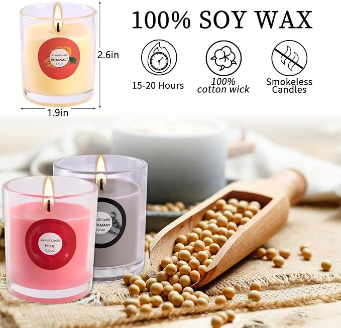 Pliadvbu Set of 40 Scented Candle with 10 Fragrances, Soy Wax Aromatherapy Strong Scented Candle in Glass Jar for Women Home Decor