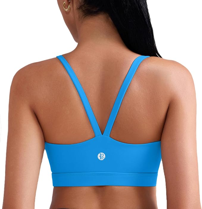 RUNNING GIRL Sports Bras for Women,Light Impact Molded Cup Strap Sports Bra with Sewn in Pads,Best for A-C Cup