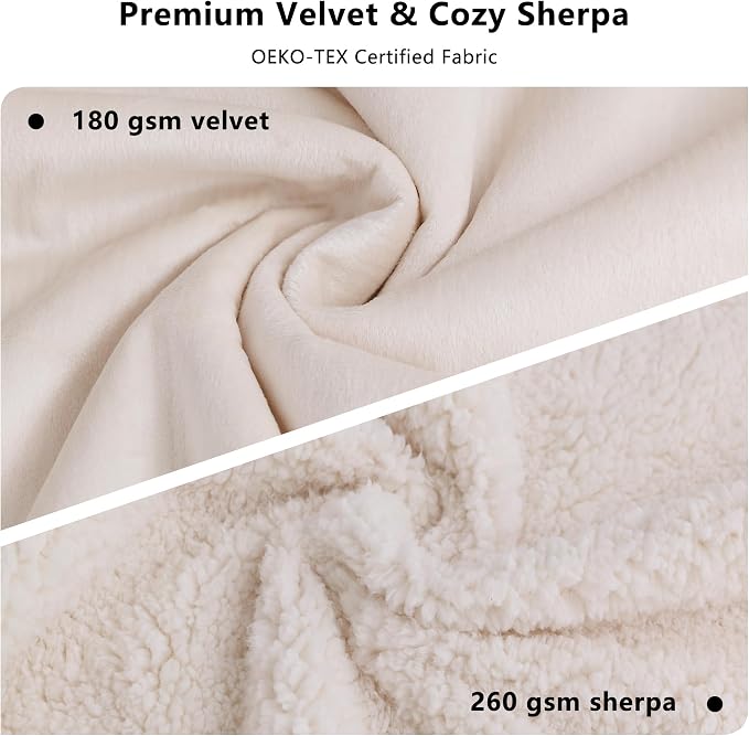 Waterproof Blanket for Dogs - Pet Throw as Furniture Protector | Cozy Sherpa & Smooth Velvet, Reversible and Machine Washable, for Couch, Bed, or Travel, 25"x35", Beige