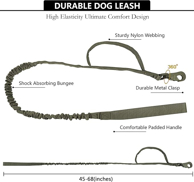 Tactical AirTag Dog Collar Leash Set - Heavy Duty, Adjustable GPS Collar