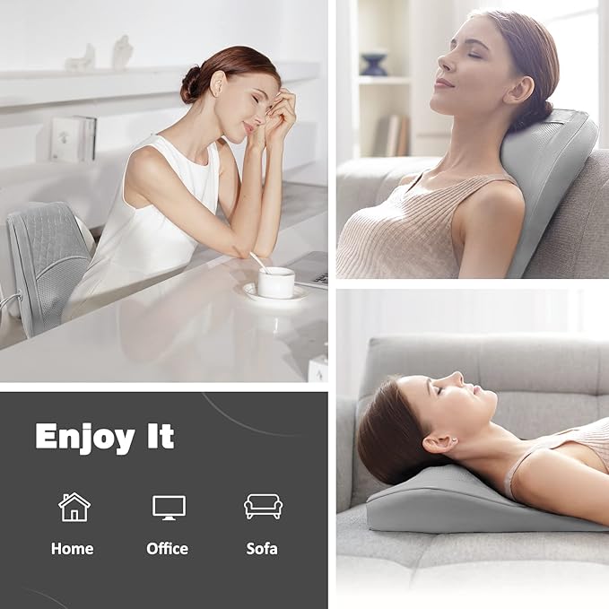 Boriwat Neck and Shoulder Massager with Heat, Shiatsu Massage Pillow with 3D Deep Tissue Kneading for Back Legs Foot Body Pain Relief,at Home Office Car, Gift for Mom & Dad