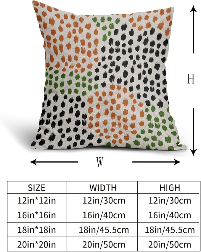 Black Orange Green Pillow Covers 20x20 Set of 2 Fall Colored Art Dot Decorative Throw Pillows Trendy Print Outdoor Pillowcase Holiday Seasonal Cushion Cover Linen Pillow Case Decor for Sofa Couch Bed