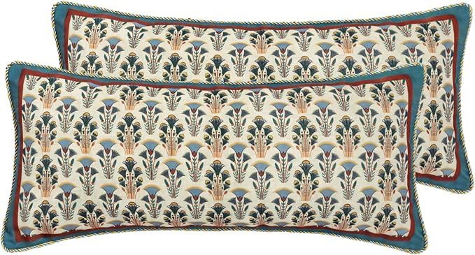 patdrea French Vintage Linen Throw Pillow Cover,12"x28",Set of 2-Wensel D | RusticDecorative Pillow Case,Farmhouse Floral Pattern,Cushion Coverfor Couch Living Room Bedroom Sofa