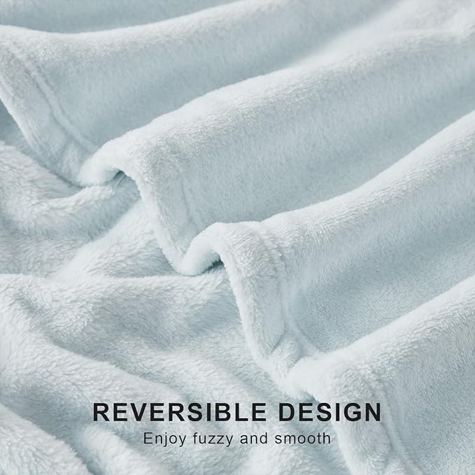 Hansleep King Ice Blue Fleece Blanket, Soft Flannel Bed Blanket | Fuzzy Cozy Blanket 90x108 Inches, Multi-use for Bed, Sofa, Couch, Travel, Camping, All Season Warm Lightweight Cover