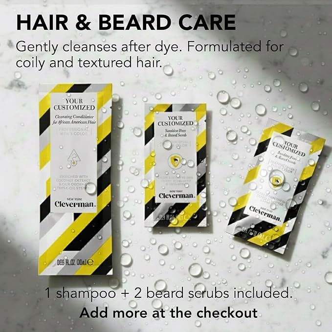 Reusable Hair & Beard Dye for Black Men – Black | Up to 5 Uses, 7 Minutes | Natural Gray Coverage, No-Drip Cream with SkinArmour® – Cleverman