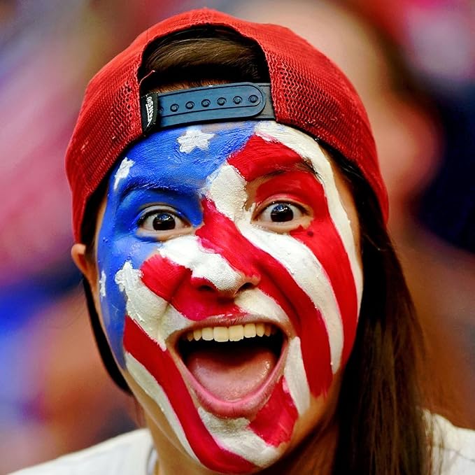 Red White Blue Face Body Paint - USA American Flag 3 Colors Makeup Face Painting Palette for America's Patriotic Events 4th of July, Independence Day, Veterans Day, Halloween, Sports Event