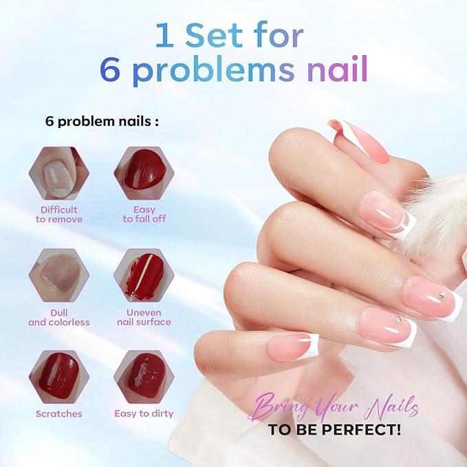 modelones Gel Top Coat, 15 ml 2026 Upgrade Super Shiny Base and Top Coat Set, Soak Off Nail Lamp Acid Free No Wipe Clear Base Top Gel Nail Polish