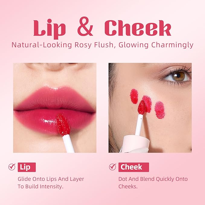 bayfree Liquid Cheek & Lip Stain, Korean Lip Tint with Moisturizing & Weightless, Non-Sticky, Long-Lasting, Kiss-proof, All Long-wearing, Vegan Makeup (Sheer Berry)