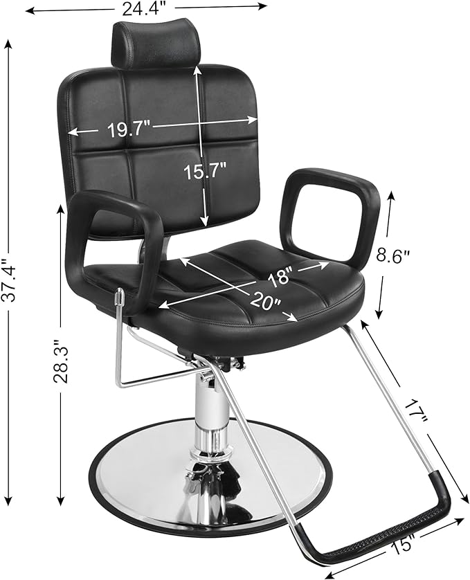 BarberPub Reclining Hydraulic Barber Chair Salon Beauty Spa Shampoo Equipment 2059 (Black)