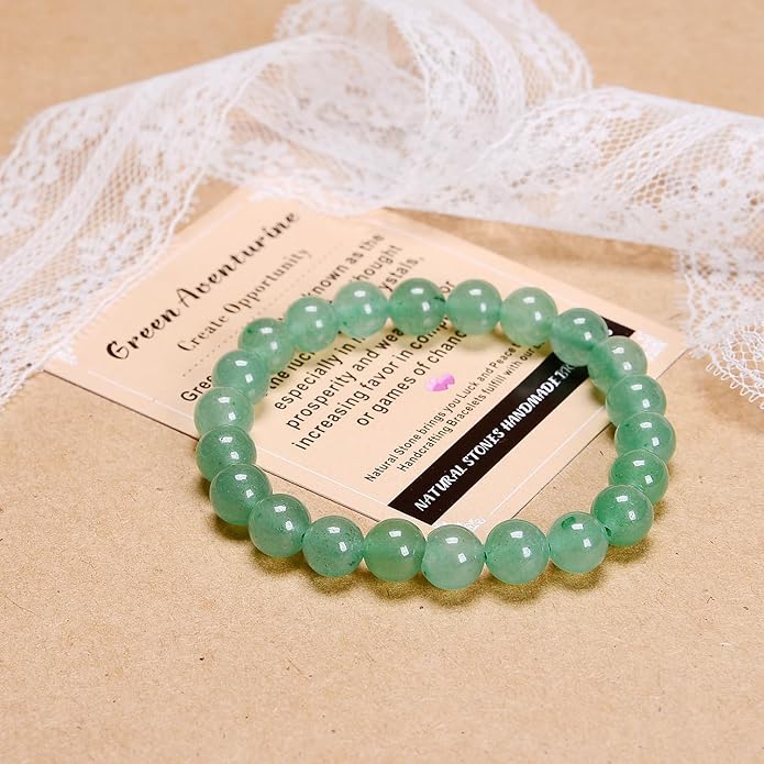 AD Beads Handmade Gemstone Stretch Elastic Bracelet Crystal Healing Reiki Nature's Beauty and Spiritual Essence Unisex