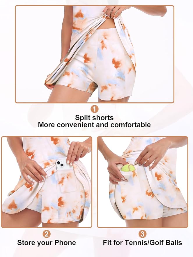 Viracy Tennis Dress for Women Sleeveless Golf Dresses with Shorts and Pockets Ruffle Zip Up Stand Collar Golf Outfits
