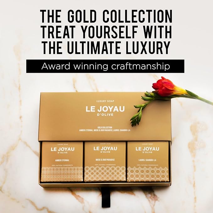 LJO No Synthetics All-Natural Soap | Scented with Essential Oils | No Artificial Fragrances | Minimal Ingredients | Luxury Soap for Men & Women | 100% Biodegradable | Gift Pack of 3