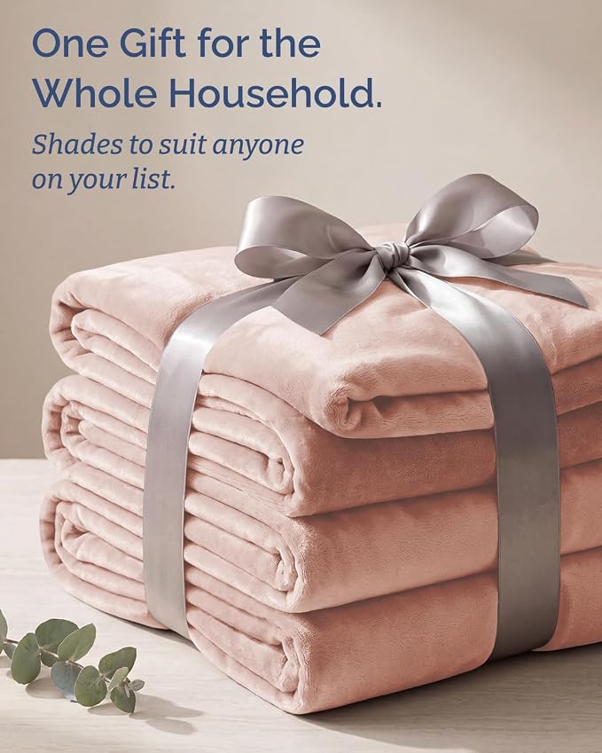 Ultra Soft Fleece Blanket Oversized King Size - Flannel Fleece Luxury Blanket - Lightweight for Couch Bed Chair - Thick, Warm and Breathable - All Season Cozy, Rosewater