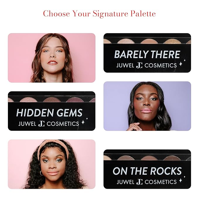 Juwel Cosmetics Eye Shadow Palette, Talc-Free Highly Pigmented Pressed Powder, Eye Makeup Palette that Blends Perfectly, 5 Shades of Paraben-Free and Sulfate-Free Eyeshadow, Barely There
