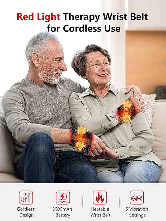 Red Light Therapy for Hand Wrist, 3000mAh Wireless Controller, Near Infrared Light Therapy Wrist Brace & Red Light Therapy Wrist Wrap Pad for Faster Recovery