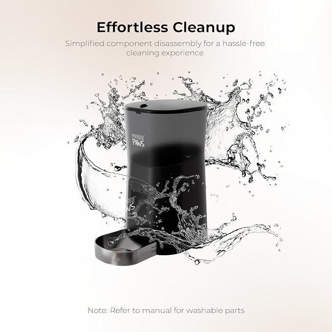 Smart HD Pet Feeder, 6L, Black/Stainless Steel | 1080p Camera, 2-Way Audio, Voice Recording, Night Vision, Scheduled Meals, Backup Power, Easy to Clean, Anti-Jam Design
