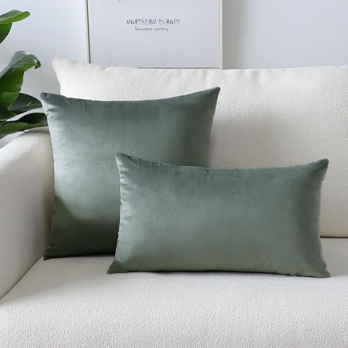Artscope Luxury Velvet Pillow Covers Super Soft Decorative Square Throw Pillow Covers Case Cushion Covers for Sofa Couch Bedroom Car Decor 16x16 Inch Dark Grey