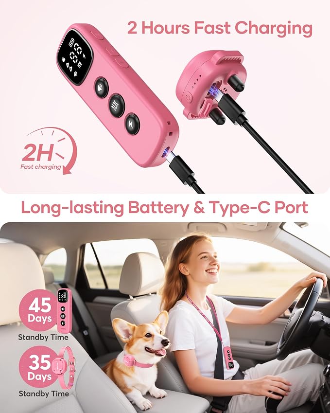 Shock Collar for 5-30lbs Mini Small Dogs,4200FT Range,Pink | Dog Training Collar with Remote,IPX8-Waterproof Rechargeable E-Collar with Beep, Vibration, Safe Shock,Security Lock