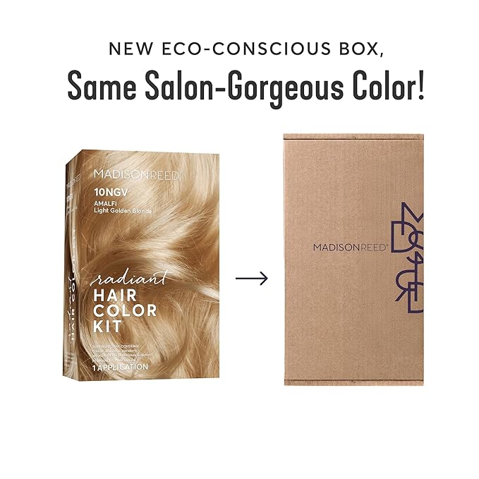 Madison Reed Radiant Hair Color Kit - 10NGV Light Golden Blonde (Amalfi Blonde), Dimensional Gray Hair Blending Permanent Hair Dye, PPD-Free & Ammonia-Free, 2 Pack