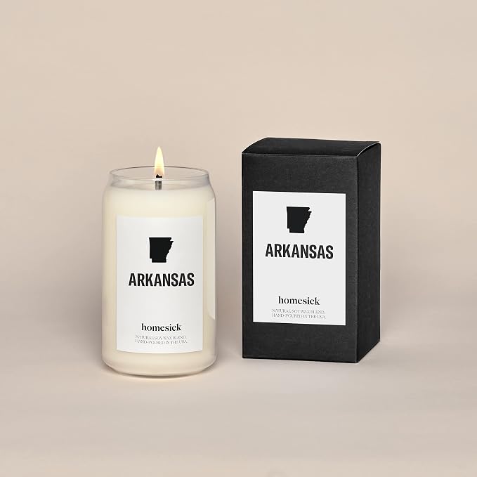 Homesick Premium Scented Candle, Arkansas - Scents of Maple, Cream, Vanilla, 13.75 oz, 60-80 Hour Burn, Gifts, Soy Blend Candle Home Decor, Relaxing Aromatherapy Candle