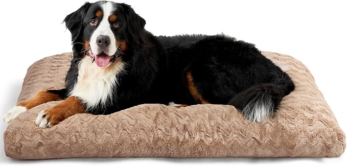 EHEYCIGA XXL Dog Bed 47x29 Inch, Extra Large Pet Beds for Dogs, Camel | Washable, Plush and Comfy Kennel Pad, Soft Dog Crate Mat, Deluxe Sleeping Mat for Dogs Up to 100 lbs