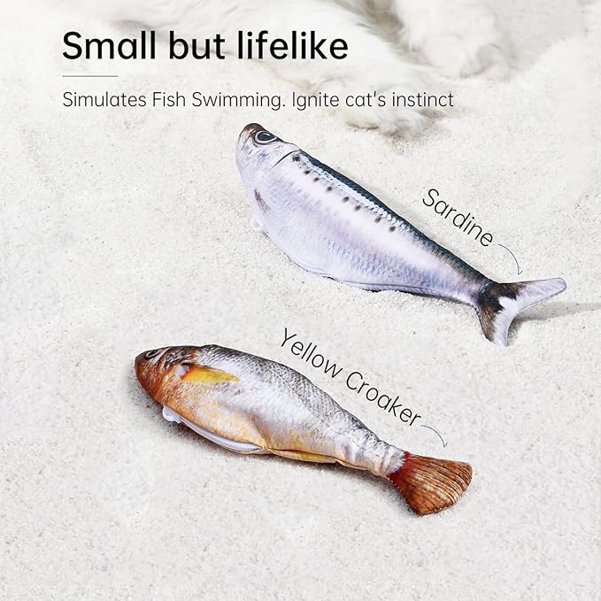 2 Pack Floppy Fish Cat Toys with Catnip, Rechargeable Flopping Fish Toy