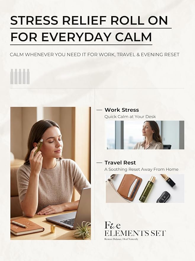Breathe & Stress Relief Essential Oil Roll-On Set 15ml x 2, Peppermint, Eucalyptus, Bergamot & Geranium Oils Blend, Clear Breathing & Calming Duo, Mint Forest Scent, Tailored to Your Personality