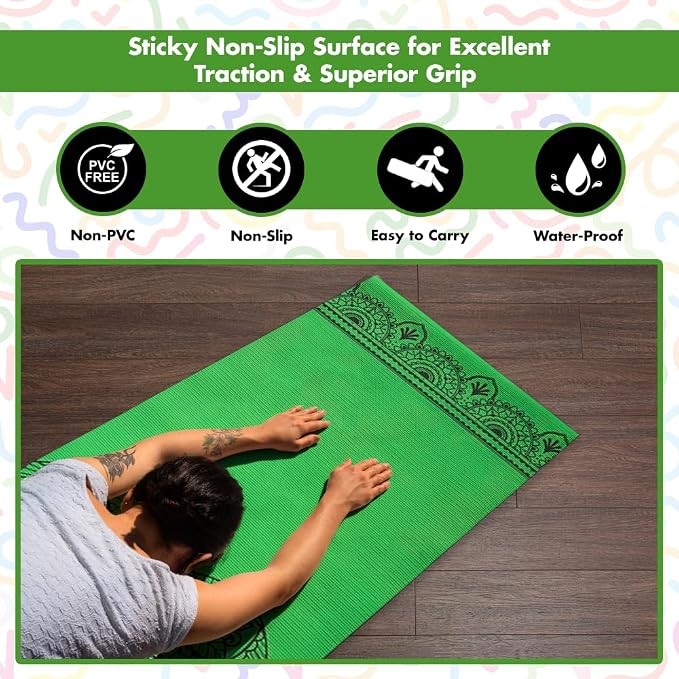 HOME ARCHIVE Premium Yoga Mat 6mm Print Reversible Extra Thick and Large Non Slip Exercise & Fitness Mat for All Types of Yoga Pilates & Floor Workouts (78" x 24" x 6mm Thick)