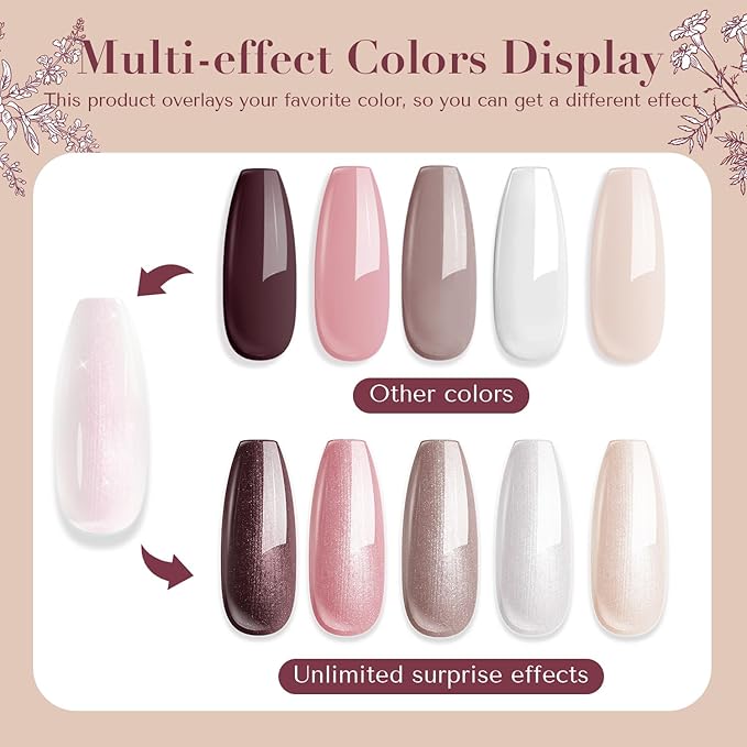 AZUREBEAUTY Nail Polish Set 4 Colors Fall Winter Brown Pink Glitter Nail Polish Quick Dry Natural Nail Lacquer Fingernail Kit with Top Coat DIY