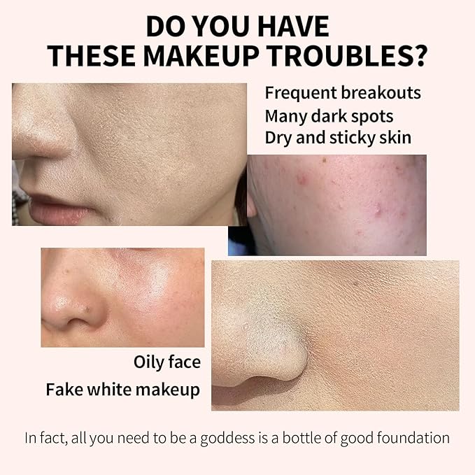 6-in-1 Makeup Infused with 1% Hyaluronic Acid- Matte + Poreless Liquid Foundation For A Glowing & Soft-Focus Look, Suitable for All Skin Types (107 Light, Acne-serum Foundation)