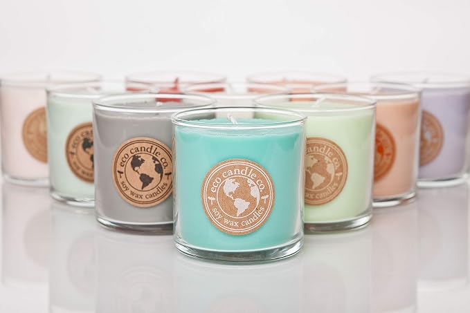 Eco Candle Co. Sunshower Tea Light Candles, 10-Pack, 9 Hr Burn Time | Scents of Citrus & Musk - Recyclable Plastic Cups, No Lead, Hand Poured, Made from Midwest Grown Soybeans, .6 oz. Each