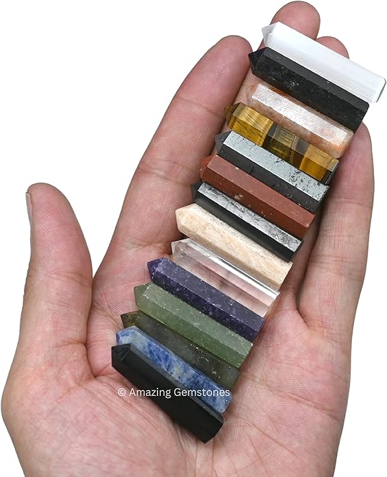 Amazing Gemstone Crystal Points Bulk Healing Crystals & Stones - Premium Single Terminated Healing Wand Point Bulk Crystals for Crafts, Crystal Grid, DIY Work