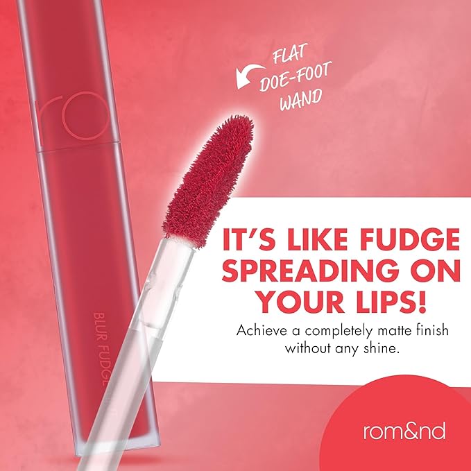 rom&nd Blur Fudge Tint | 10 FUDGE RED | Velvety Matte Lip & Cheek Stain | Non-Drying, Long-Lasting K-Beauty Lip Color 5g
