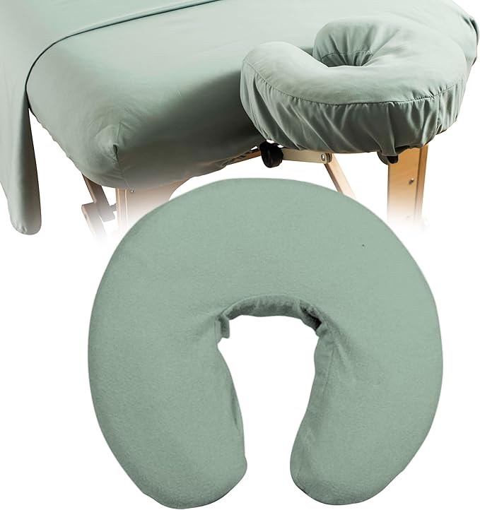 NRG Deluxe Flannel Face Cradle Covers 100% Brushed Cotton Face Rest Covers - Protect Your Massage Table Face Cradle - Adds Warmth and Comfort - 13" x 13" x 6" - 200 Thread Count - Color Sage