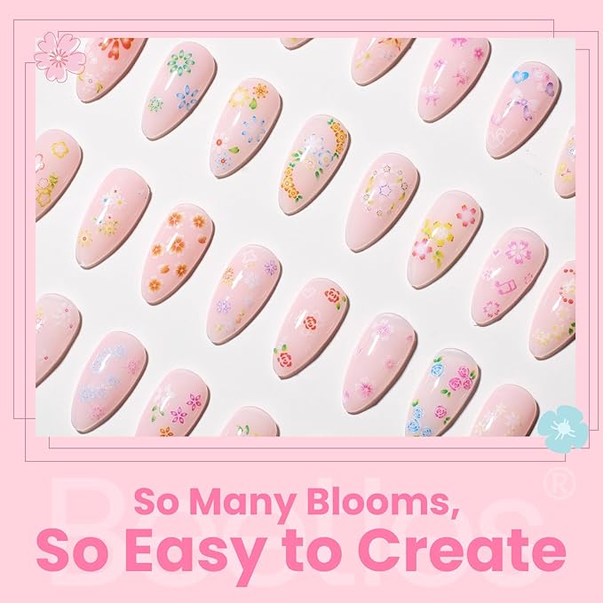 Beetles Nail Art Stickers 30 Sheets 3D Flower Nail Stickers Heart Nails Design Supplies DIY Decals for Decoration Nails Art for Women Girls