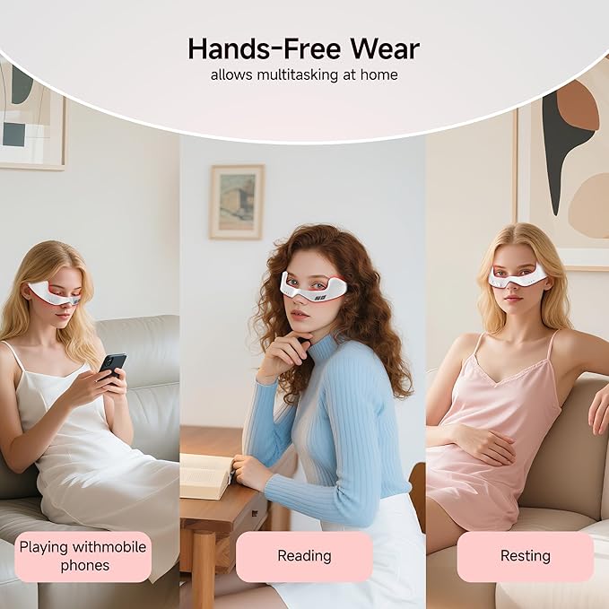 Red Light Therapy Eye Massager with Microcurrent – 3D Contour Design for Dark Circles, Puffiness, Eye Bags & Wrinkles – Under Eye Treatment Device for Fine Lines, Rechargeable & Gentle for Daily Use