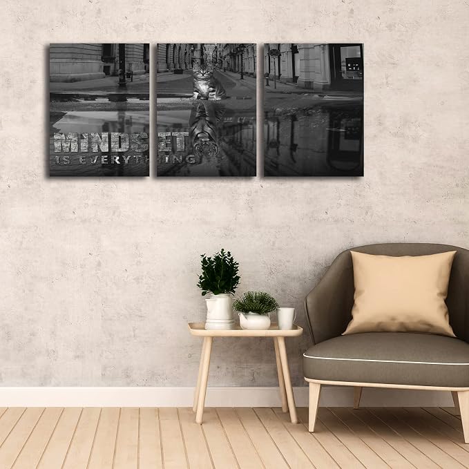 3 Panels Motivational Canvas Wall Art Inspirational Wall Art Entrepreneur Quotes Poster Print Artwork Painting Picture for Framed Home Decoration Living Room office bedroom 48" W x 24" H