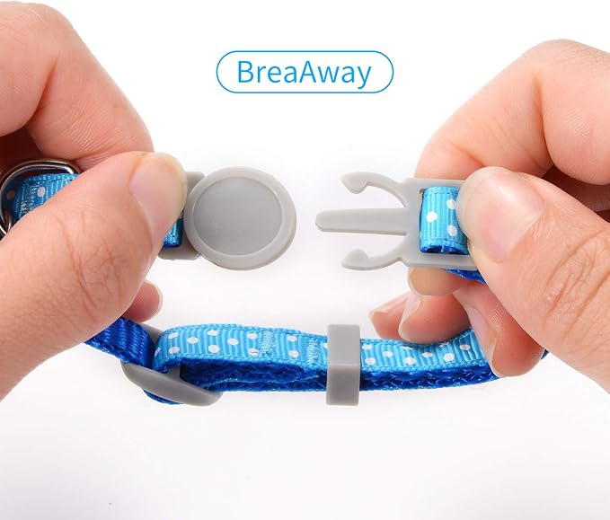 Personalized Breakaway Cat Collar with Bell & ID Tag, Polka Dot Print