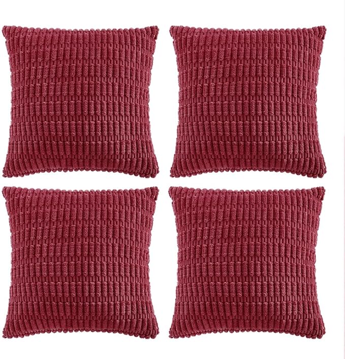 Fancy Homi 4 Packs Decorative Throw Pillow Covers for Living Room Couch Bed, Modern Farmhouse Boho Home Décor Accent Cushion Case, 26" x 26", Burgundy