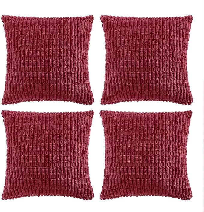 Fancy Homi 4 Packs Decorative Throw Pillow Covers for Living Room Couch Bed, Modern Farmhouse Boho Home Décor Accent Cushion Case, 20" x 20", Burgundy