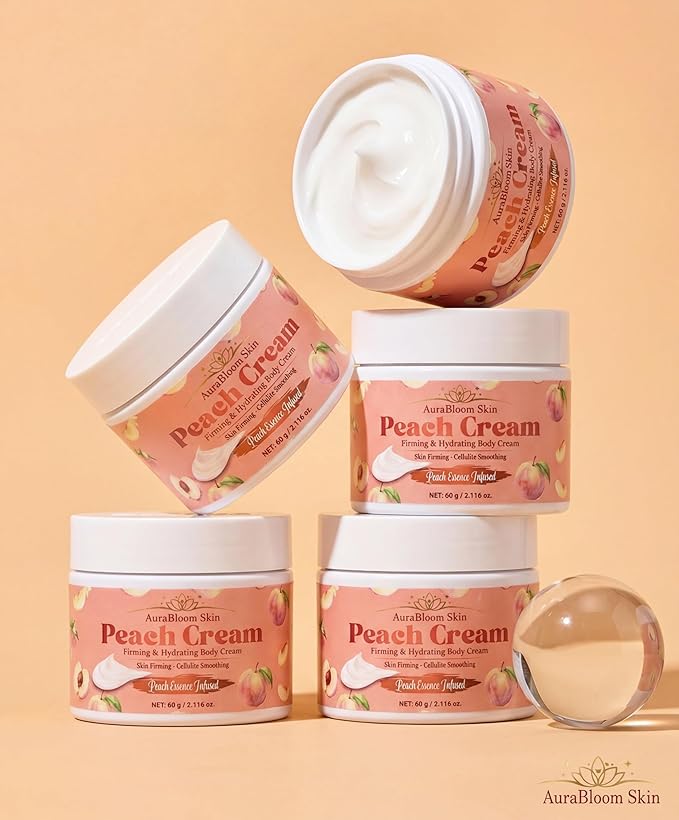 Peach Lift & Firming Body Cream | Peach Essence Infused Hydrating Moisturizer & Skin Firming Body Cream - Skin Tightening & Anti Cellulite Cream For Women-Lightweight fast absorbing Formula -2 Oz