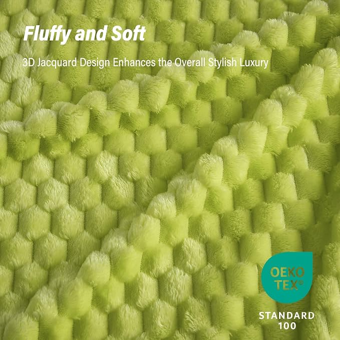 Bnuitland Flannel Throw Blanket, 300 GSM Fleece Cozy Warm Soft Home Decor Lightweight Bed Sofa Blanket for Adults, Suitable for All Seasons(Fruit Green,50X71 inches with Pillow Cover)