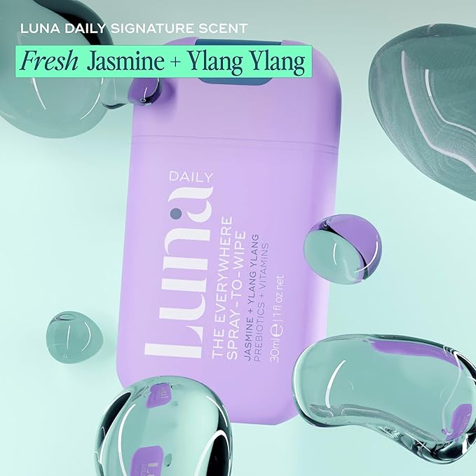 Luna Daily Spray to Wipe - Trio | Hydrating, Fragrance-Free & Original Feminine Mist | pH-Balanced, Natural Prebiotic Spray with Lactic Acid | Vegan, Plant-Based | Travel Set - 3 x 1 oz (30ml)