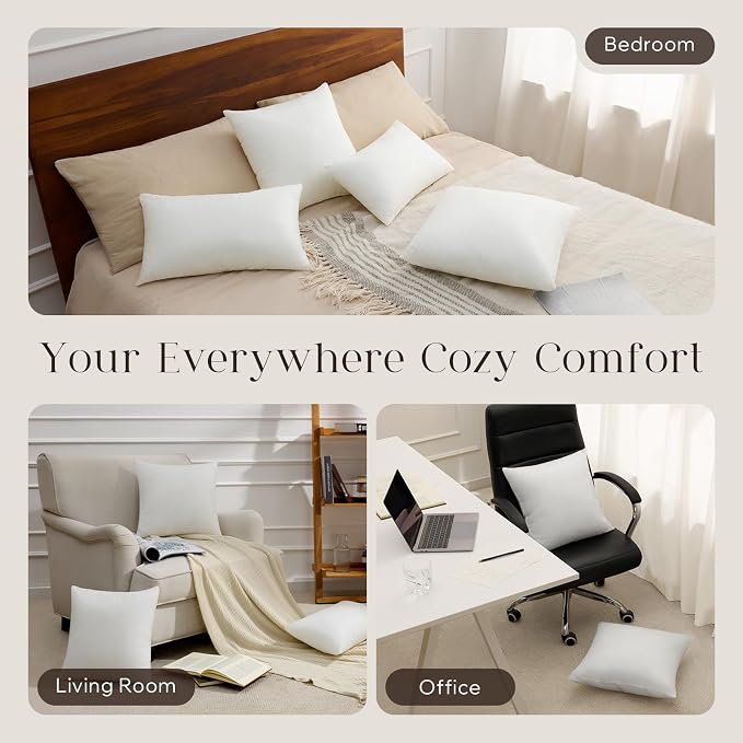 Phantoscope 26x26 Pillow Inserts, Throw Pillow Inserts for Couch, Pack of 2 | 100% Virgin Fiber Hypoallergenic Pillow Form, Soft Throw Pillow Inserts, Lightweight Throw Pillows for Couch Bed Pillows