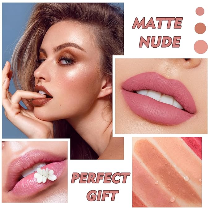 Matte Nude Lipstick Velvet Lip Gloss Non-Fading Non-Sticky Cup Nude Lipstick Matte Lip Stain Long Lasting Waterproof Lipstick for Women Girls Daily Lip Makeup-603 Hazy Rose