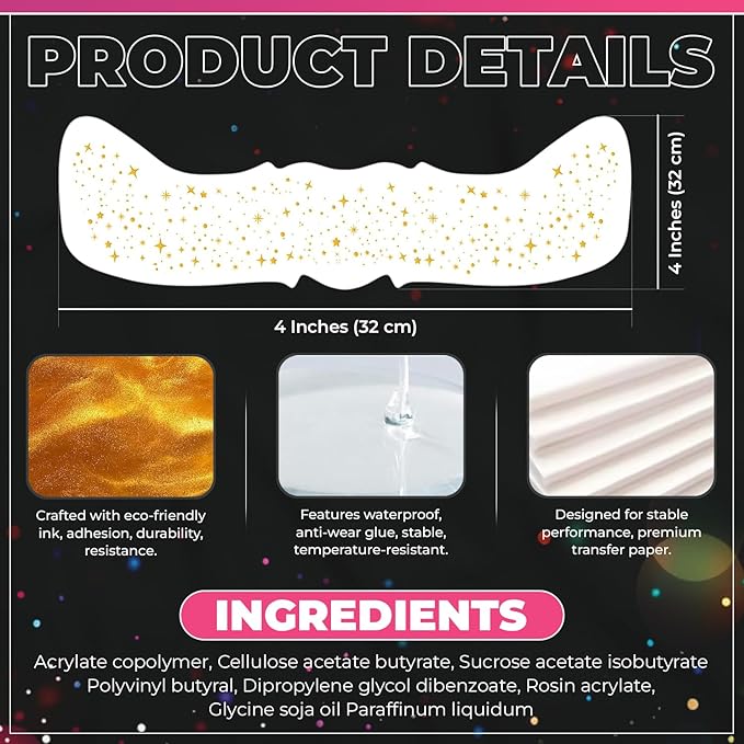 GlowVibes212 Glitter Freckles Face Tattoo - Glow in the Dark Freckles for Parties - Waterproof Face Glitter Freckles - Temporary Freckles - Cute Glow Party Makeup Accessories - 6 count