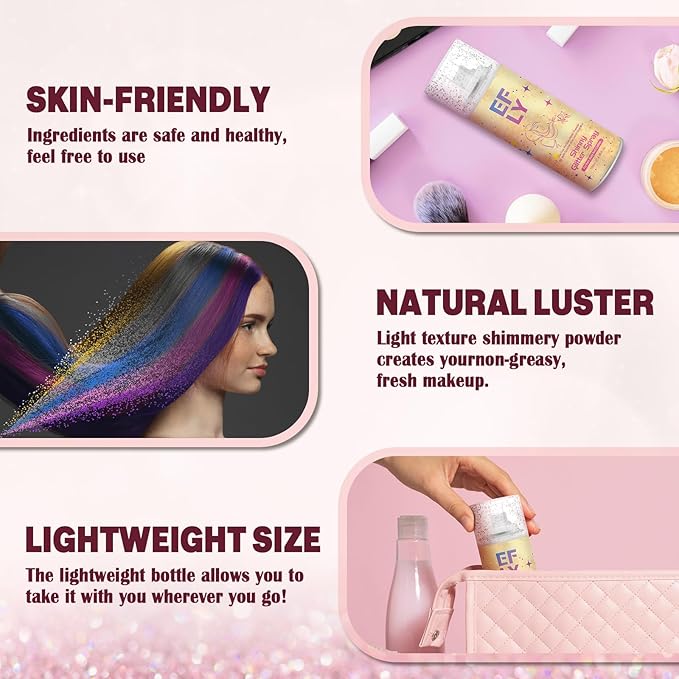 Body Glitter Spray for Hair and Body, Hair Glitter for Clothes, Face, Skin, Long Lasting Spray Glitter Suitable for Music Festival Rave and Makeup Prom 4.05 FL Oz (Silvery)
